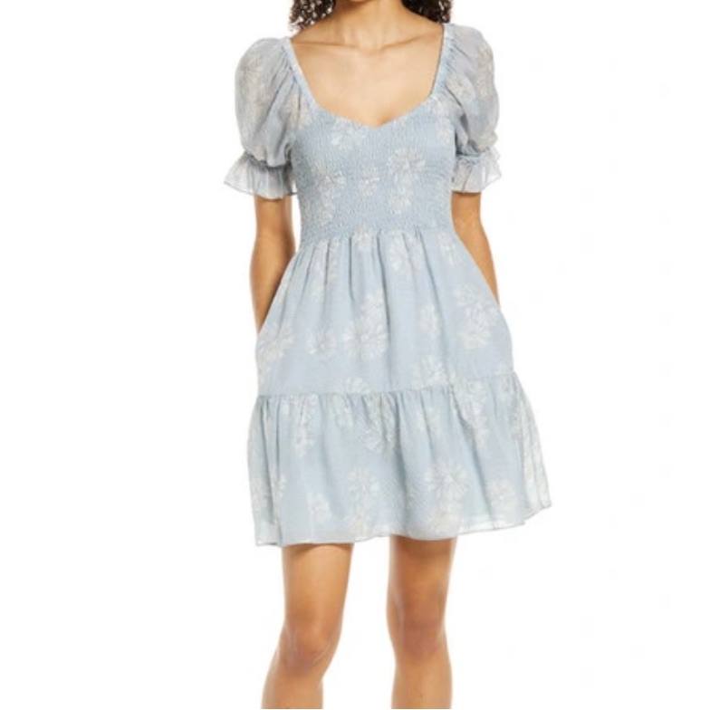 Madewell Silk Lucie Smocked Mini Dress In Moody Blooms
